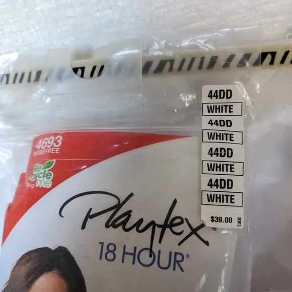 Playtex 44DD Woman Bra Wireless Comfort Strap White 18 Hour Line New - Picture 8 of 9